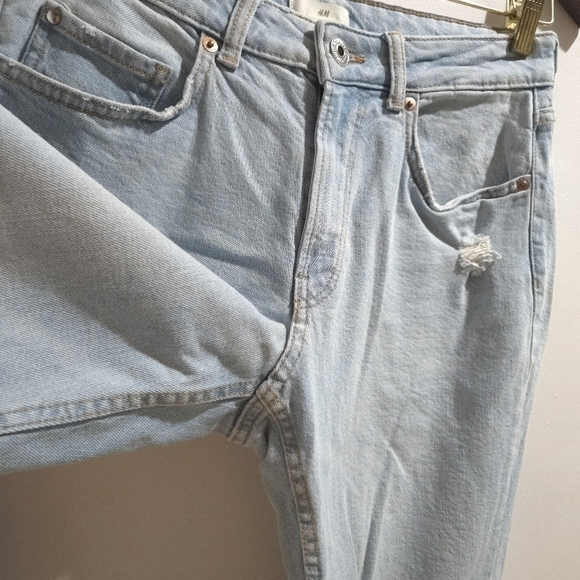 H&M | Light Blue Distressed Straight Leg Jeans - Picture 3 of 10